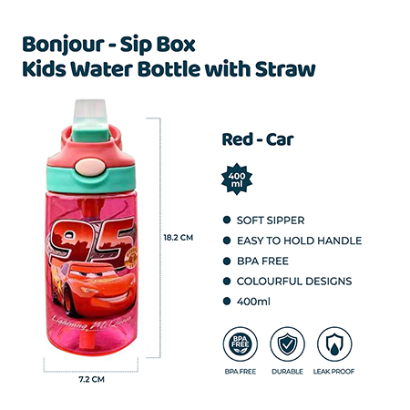 SIP Box Kids Water Bottle 400ml - Red Car