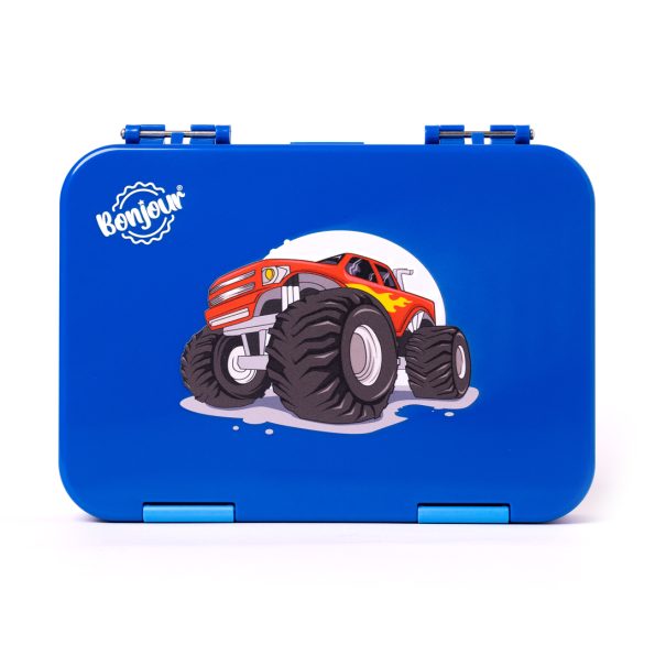 SNAX Box Dual Clip Bento Mini Lunch Box - Blue Monster Truck