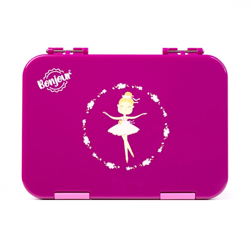 SNAX Box Dual Clip Bento Mini Lunch Box- Pink Ballerina