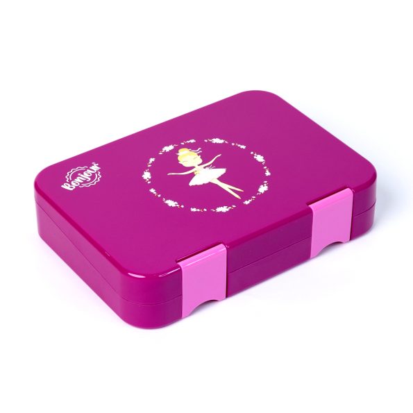 SNAX Box Dual Clip Bento Mini Lunch Box- Pink Ballerina