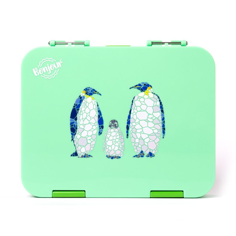 TIFF Box Dual Clip Bento Lunch Box - Green Penguin