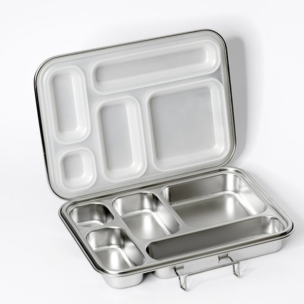 STEEL Box White - 5 Compartment Stainless Steel Bento Lunch Box