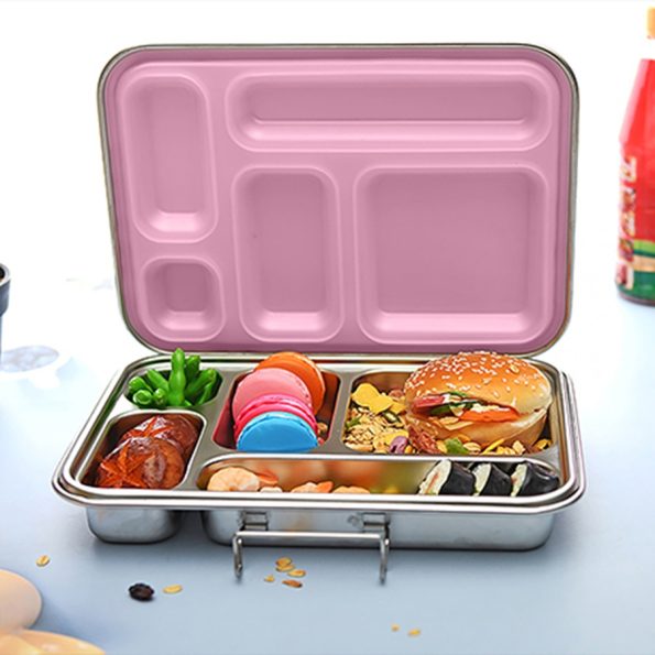 STEEL Box Light Pink - 5 Compartment Stainless Steel Bento Lunch Box