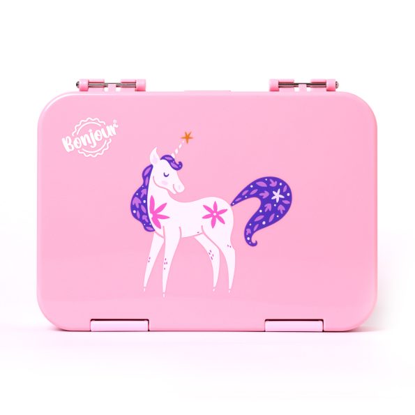 SNAX Box Dual Clip Bento Mini Lunch Box - Pink Unicorn