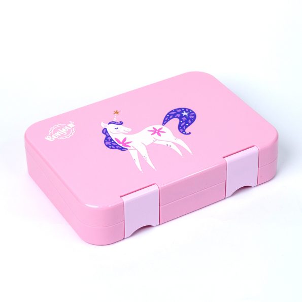 SNAX Box Dual Clip Bento Mini Lunch Box - Pink Unicorn