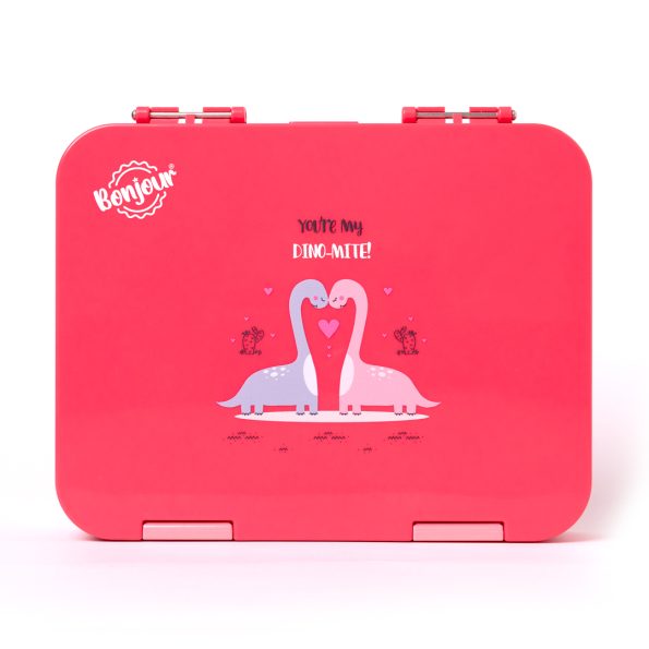 TIFF Box Dual Clip Bento Lunch Box - Pink Dino