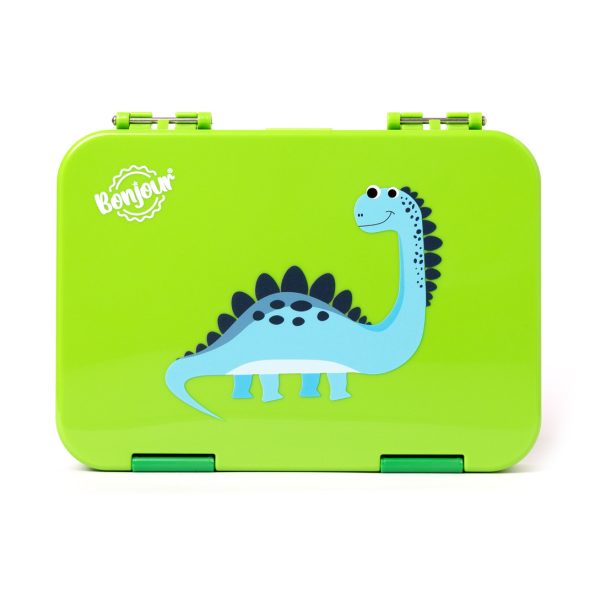 SNAX Box Dual Clip Bento Mini Lunch Box - Green Dino