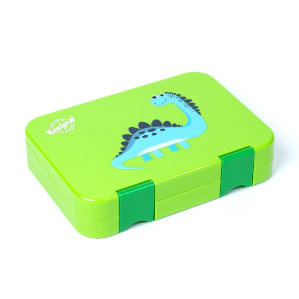 SNAX Box Dual Clip Bento Mini Lunch Box - Green Dino