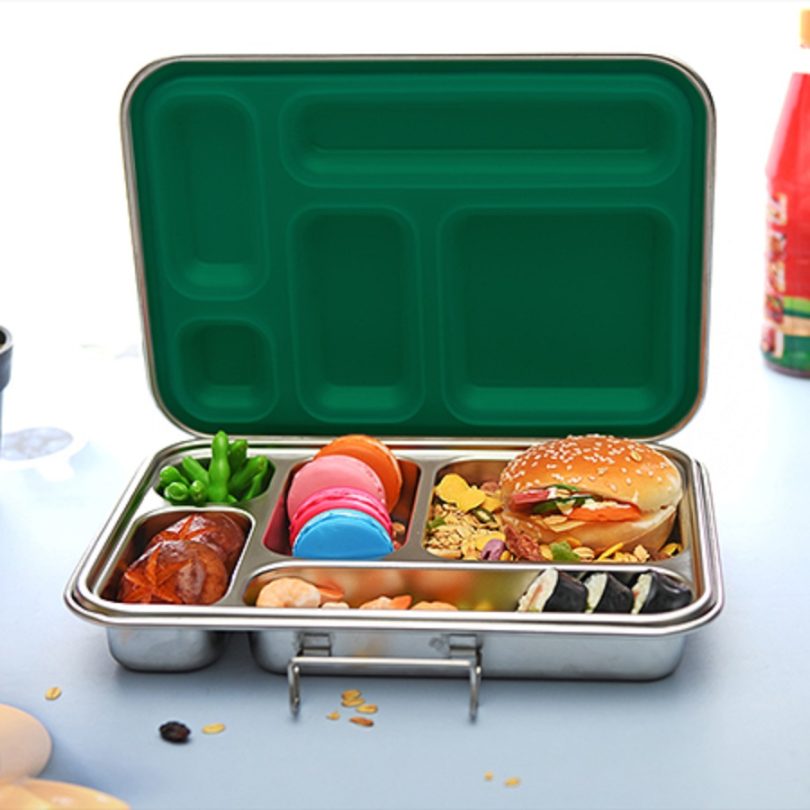 STEEL Box Green - 5 Compartment Stainless Steel Bento Lunch Box